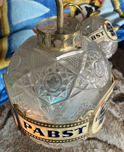 2X Vtg Tested 1970s Pabst Blue Ribbon Beer  Lighted Rotating wall sconce Set PoR