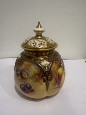 Royal Worcester P English Signed Hand Painted Fruit Pot Pourri Jar H175