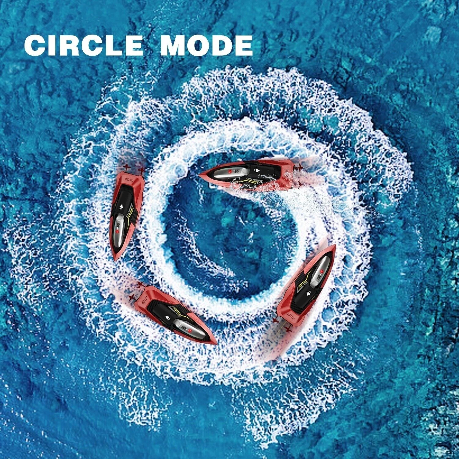 Remote control racing boat creating a circular route