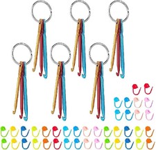 6 Sets Keychain Aluminum Crochet Hooks Knitting Needles Craft Yarn, 3 Sizes