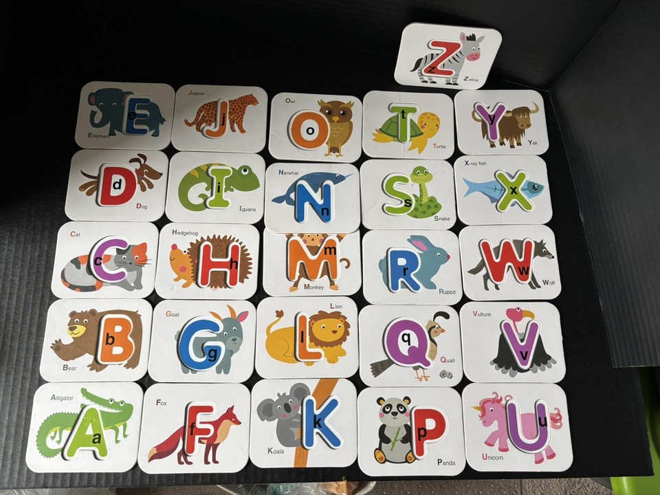LIKEE ALPHABET MATCHING CARDS W/ WOODEN NUMBERS & LETTERS+ BONUS ALPHA ...
