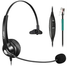 Wired Telephone Headset Mono, Center RJ9 Headset with Noise Canceling Mic wit...