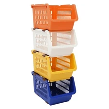 4 PCS Stacking Storage Baskets Stackable Storage Bins
