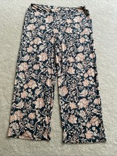 Soma XL Cool Nights Pajama Ankle Pants Floral Embrace Petrol