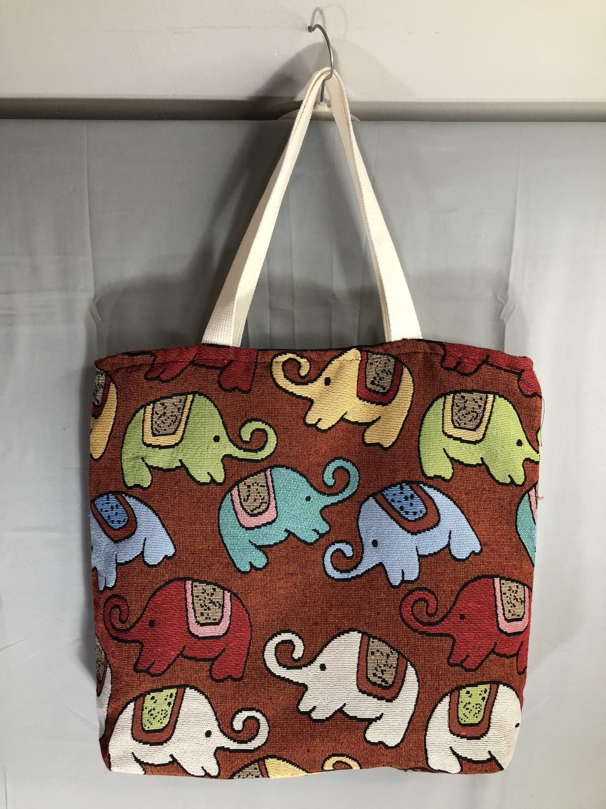 Multi Colored Elephant Pattern Tapestry Tote Bag … - image 2