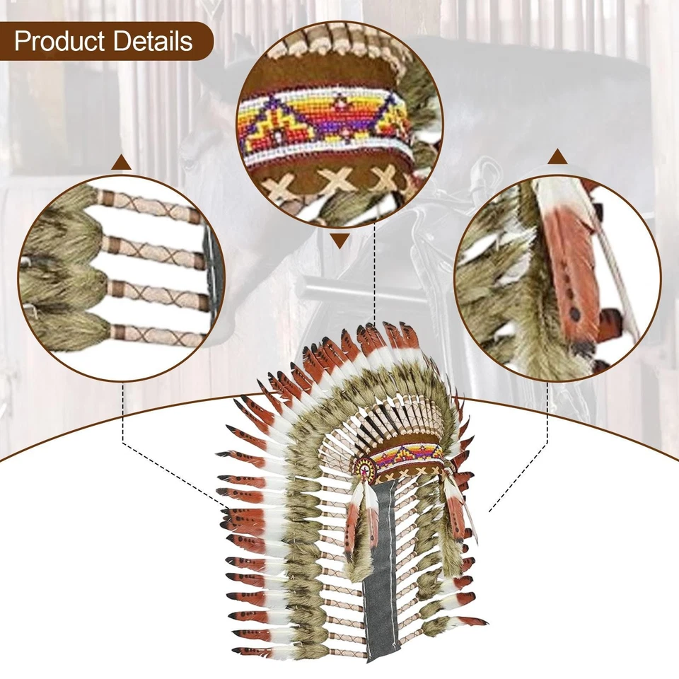 Indian Headdress Fancy Dress Chief Indian Hat for Festival Performance Party - Image 4 of 4