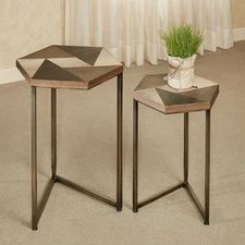 Hiram Modern Geometric Hexagonal Nesting Table Set Contemporary Accent