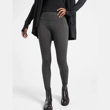Athleta Delancy Black Gray Textured Tight Athleisure Leggings Size Large