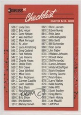 1990 Donruss Checklist (Cards 538-639) #600 to3
