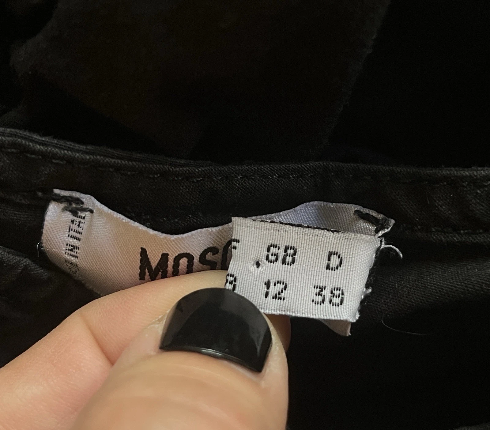 MOSCHINO Vestito Nero Increspato Pieghettato Senza Maniche Elasticizzato Mini Abito 38D Tg 8