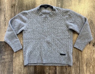 Burberry London Women s Large Cable knit Wool Sweater *DAMAGED