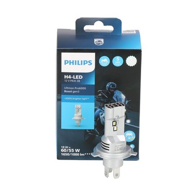 1x PHILIPS Ultinon Pro6000 Boost H4 LED Gen3 Straßenzulassung 12V +450% 5800K