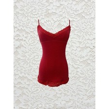 vintage victoria's secret pink red lace babydoll cami tank top