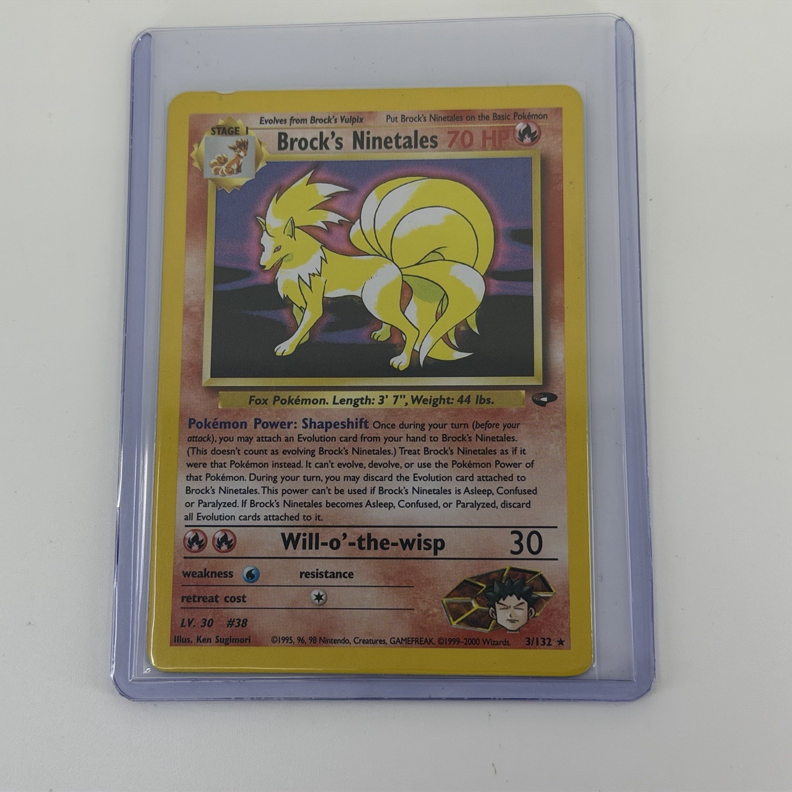 Brock's Ninetales 3/132 Gym Challenge Holo HP Pokémon TCG
