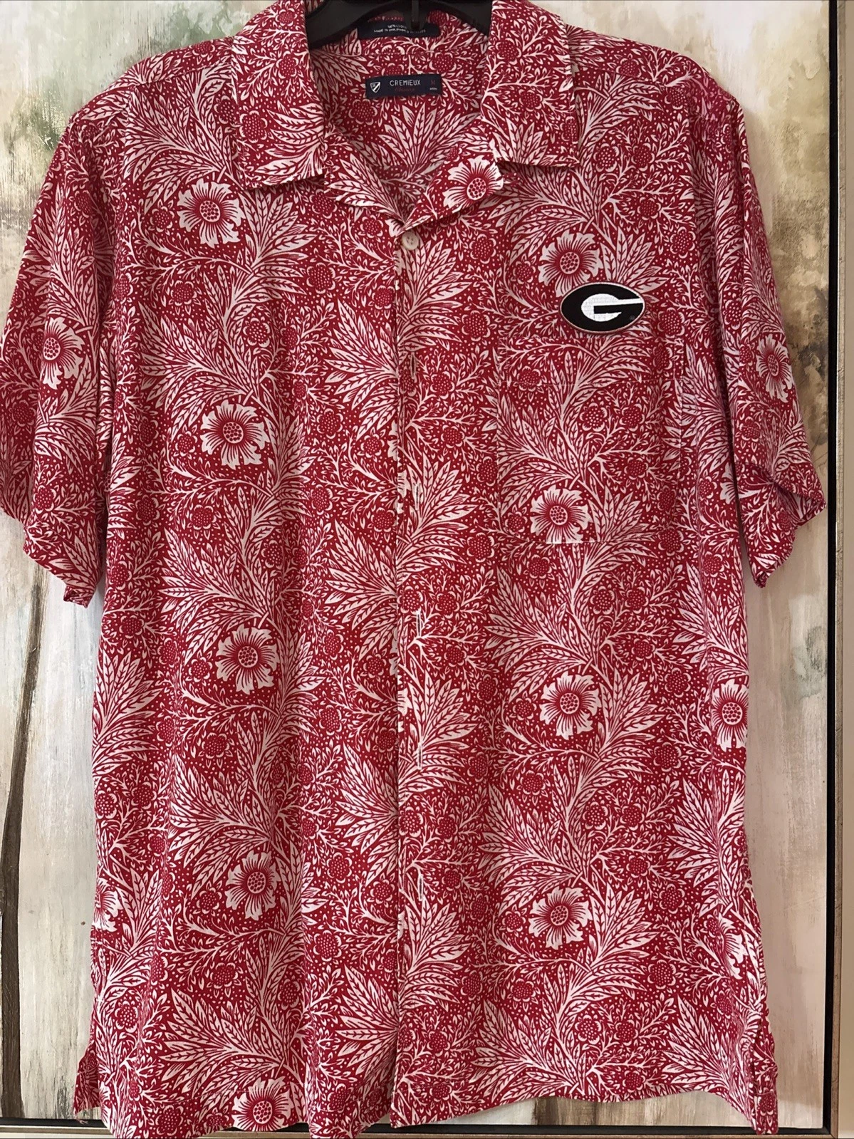 UGA Hawaiian Shirt Cremieux Classics Short Sleeve Georgia EUC Mens Medium