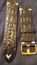 24mm Genuine Leather Crocodile Pattern Leather Watch Strap With Quick Set...