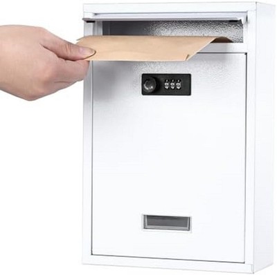 Buzones De Correo Para Casa Exterior Moderno Pared Con 2 Llaves Blanco Poste New
