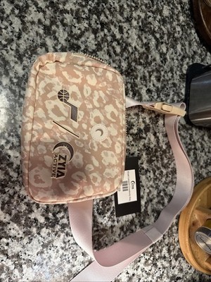 Zyia Active Crossbody Bag Beige Hiking Walking Fanny Pack  Utah Jazz Print