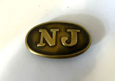 NJ. New Jersey Small Plate  Civil war 1863 Reproduction Solid Brass Unused