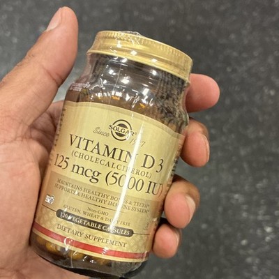 Solgar Vitamin D3 (Cholecalciferol) 125 mcg 5000 IU Gluten-Free 120 Capsules
