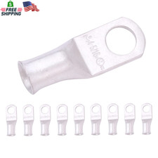 SELTERM 10Pcs 4 AWG-5/16" Stud Tinned Copper Wire Lugs, Heavy Duty Battery Cable