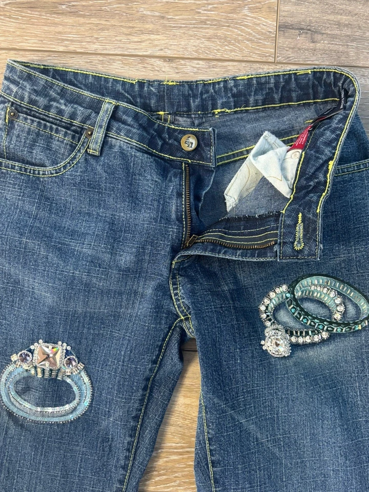 Pantalones de mezclilla para mujer An for Me talla 29 anillos de compromiso adornados nupciales despedida de soltera Foto 4 de 4