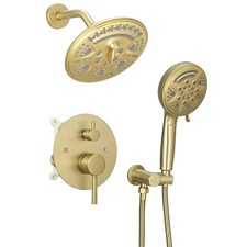 BWE Single Handle 1-Spray Round Rain Shower Faucet Set 1.8 GPM Shower Head