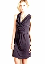 Anthropologie Maeve Cara Dress Black Charcoal Cowl Neck Casual Sleeveless Small