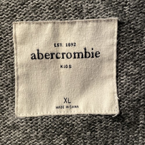 Abercrombie Fitch Kids XL Cardigan Sweater Gray Silver Threads Moose Pockets - Picture 2 of 8