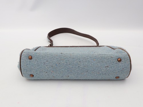 Radley Tweed Bag Shoulder Handbag Top Handle Blue Brown Medium - Picture 3 of 6