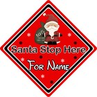 Santa Stop Here Window Sign ~ Santa & Toys - Red - Personalised