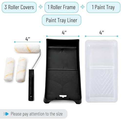 Bates Paint Tray Set, 6 pcs, 4Inch Paint Roller Kit, Small Paint