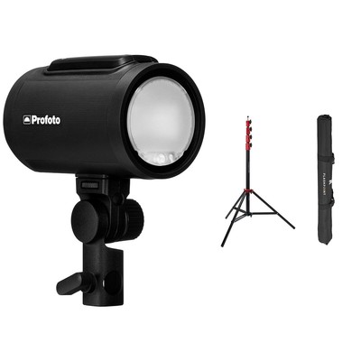 Profoto A2 The Little Big Off Camera Flash Head, Bundle w/Light Stand, Red/9.5'