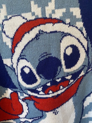 Disney Stitch Holiday Kids Christmas Winter Sweater Blue Kids Large - Picture 6 of 8