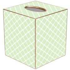 MARYE-KELLEY, CHELSEA LIGHT MINT GREEN CUBED TISSUE BOX COVER, 5" TALL, NEW