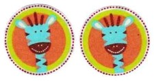 jungle zebra fabric applique iron on not embroidered 1.5 inch 2pc