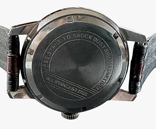 Vtg.RODANIA VINTAGE SS SCREWBACK 17J MANUAL WIND MILITARY DIAL runs well. - Picture 5 of 10