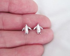 Sterling Silver 10mm Penguin with Hypo-Allergenic Post stud earrings.
