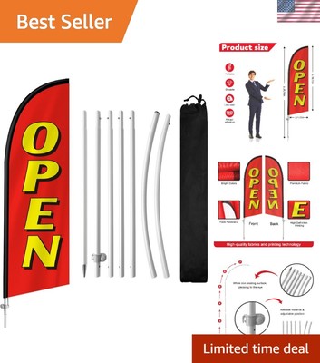 8FT Open Flags with Stainless Steel Pole Kit - Eye-Catching Advertising Tool