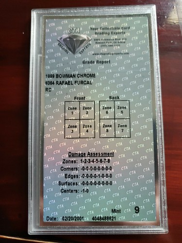 RAFAEL FURCAL 1999 BOWMAN CHROME ROOKIE CARD# 364 CTA GRADE MINT 9 - Picture 3 of 3