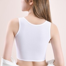 Women Les Net Chest Breast Binder Tomboy FTM Zip Sports Bra Vest Tank Top