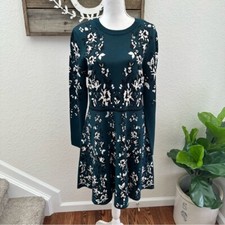 Eliza J floral long sleeve fit flare sweater dress ladies XL NWT