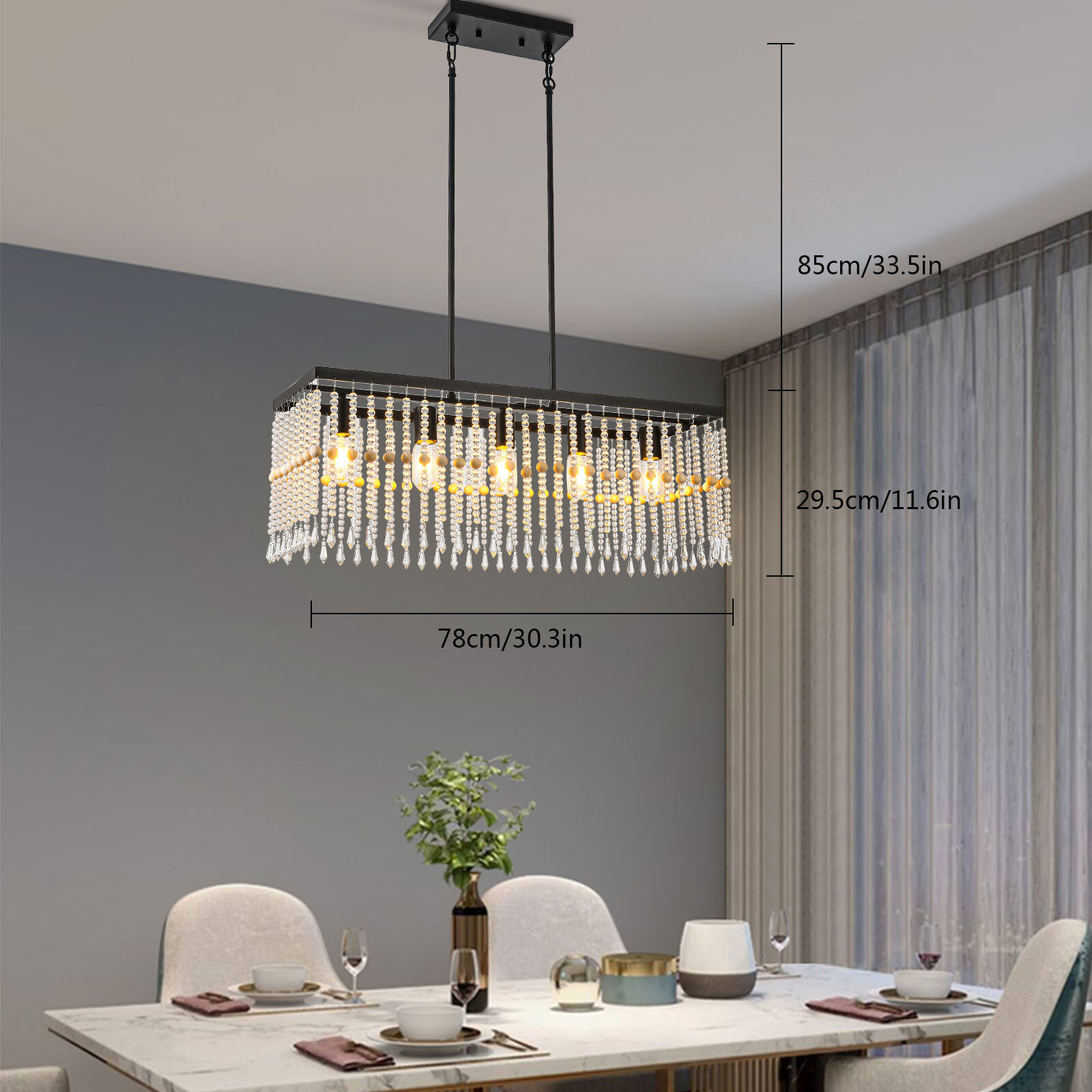 5-Light Modern Crystal Chandelier Elegant Ceiling Lamp for Home Decor