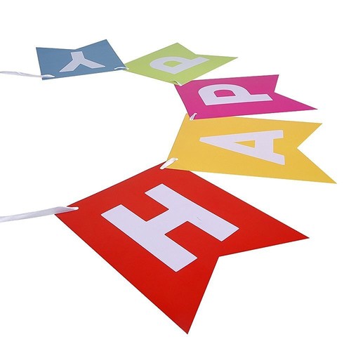 Colorful Happy Birthday Banner Flag Bunting Birthday Party Supplies - Picture 4 of 7