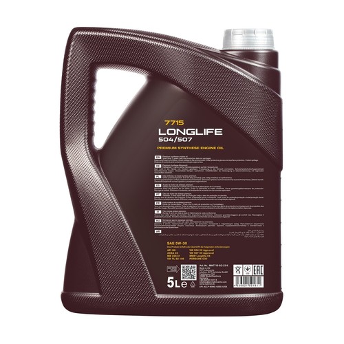 Mannol 7715 SAE 5W-30 Longlife Aceite VW 504.00/507.00 , MB 229.51 ,2x5 Litros, - Imagen 3 de 4