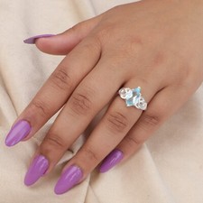 Sky Blue Topaz Gemstone 925 Sterling Silver Jewelry Engagement Ring For Women