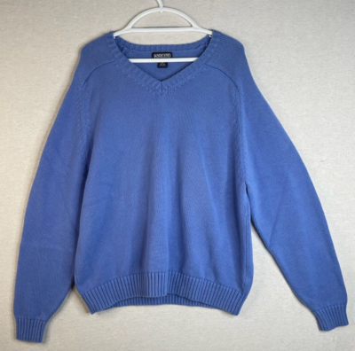 Vintage 90s LANDS END V Neck Mens Sweater XL Blue Cotton Vintage 90s LANDS END V Neck Mens Sweater XL Blue Cotton