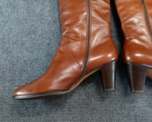 Stivali donna vintage Salvatore Ferragamo al ginocchio pelle marrone zip taglia 10 B - Foto 17 di 24