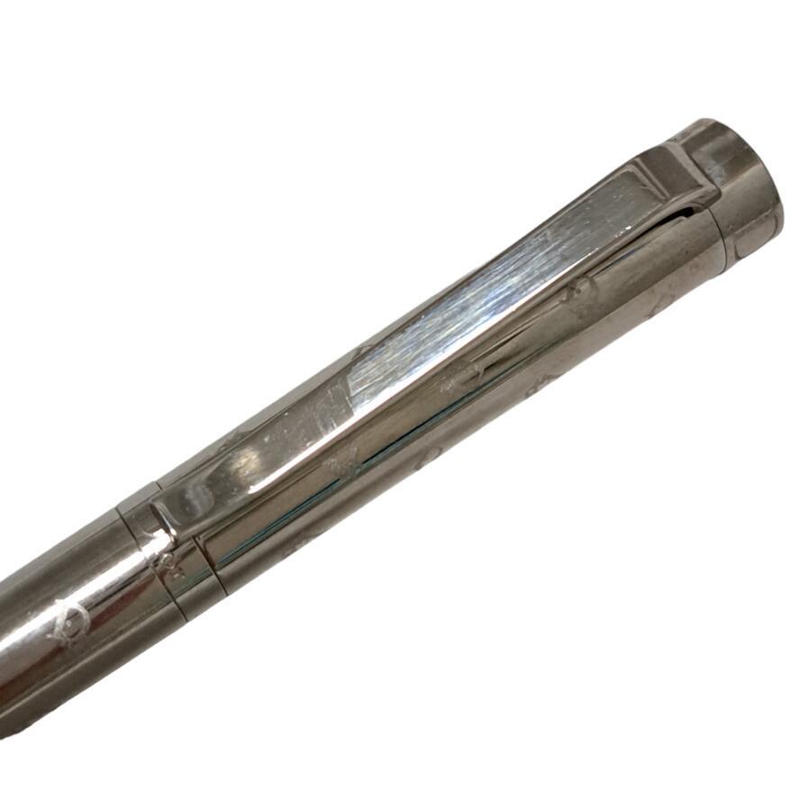 Authentic Christian Dior Ballpoint Pen Silver color Logo Twist