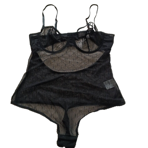 NWT $49.99 INC Bodysuit Lingerie Size XL Black Mesh w/ Underwire